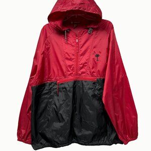 Red Black Hooded Windbreaker 1/2 Zip South Carolina Palmetto Jacket Large